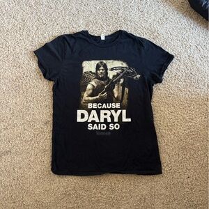 Black Graphic T-Shirt with Daryl Dixon